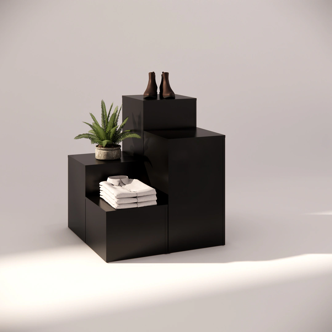 Black-Tiered-Display-Pedestal-Set