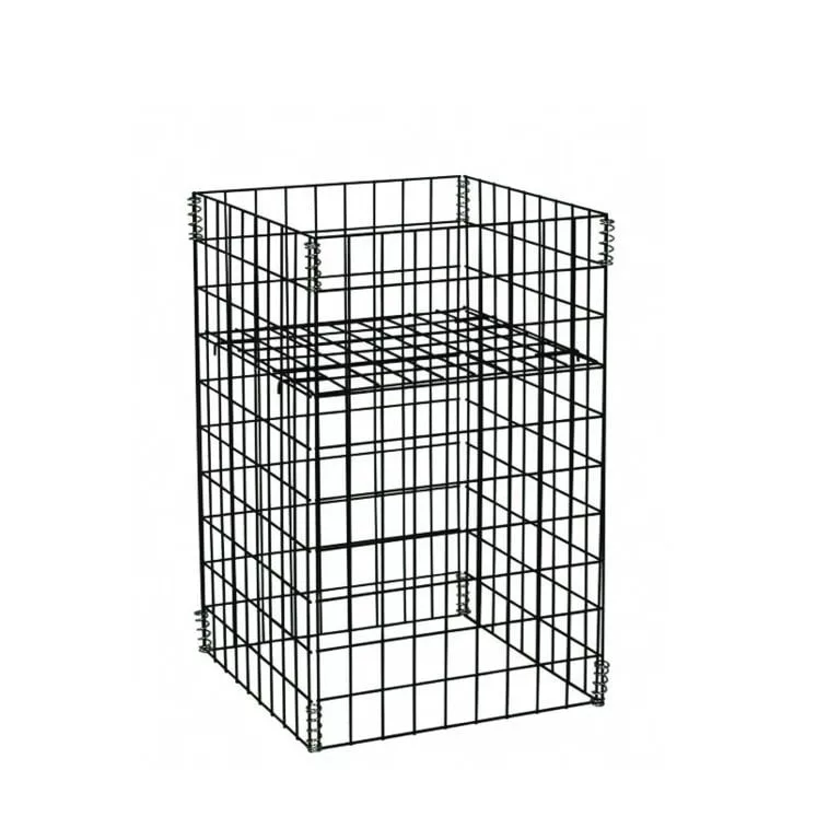 A 470x470mm Black Folding Dump Bin, constructed with interconnected metal grids, stands against a white background. This tall, open-top structure is rectangular with a mesh pattern, designed for efficient storage or containment purposes.